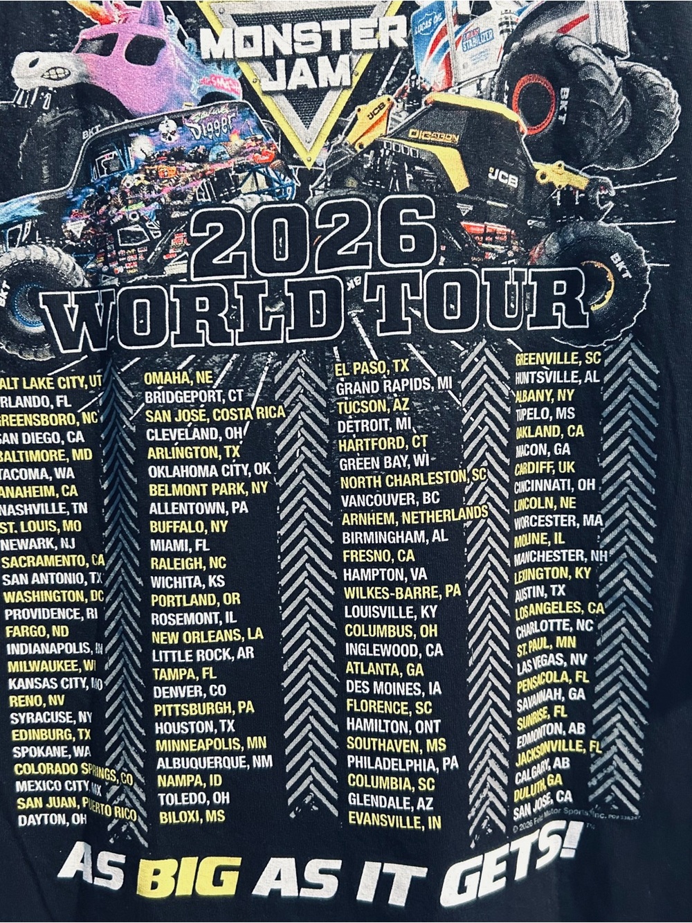 Monster Jam World Tour 2026 Black Graphic Tee Size XL - Picture 6 of 6